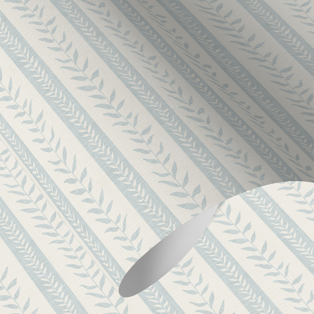 coastal vine stripe blue and white botanical wallpaper in peel and stick, prepasted or traditional nonpasted for beach house or modern coastal decor