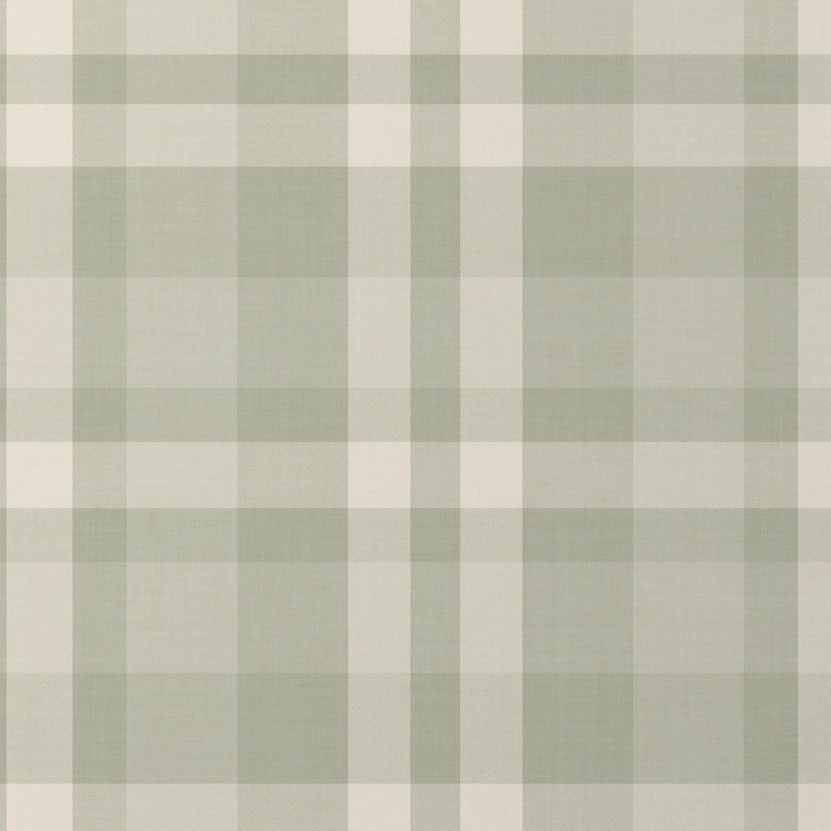 Pattern close-up of Hollis Plaid wallpaper in sage green and cream