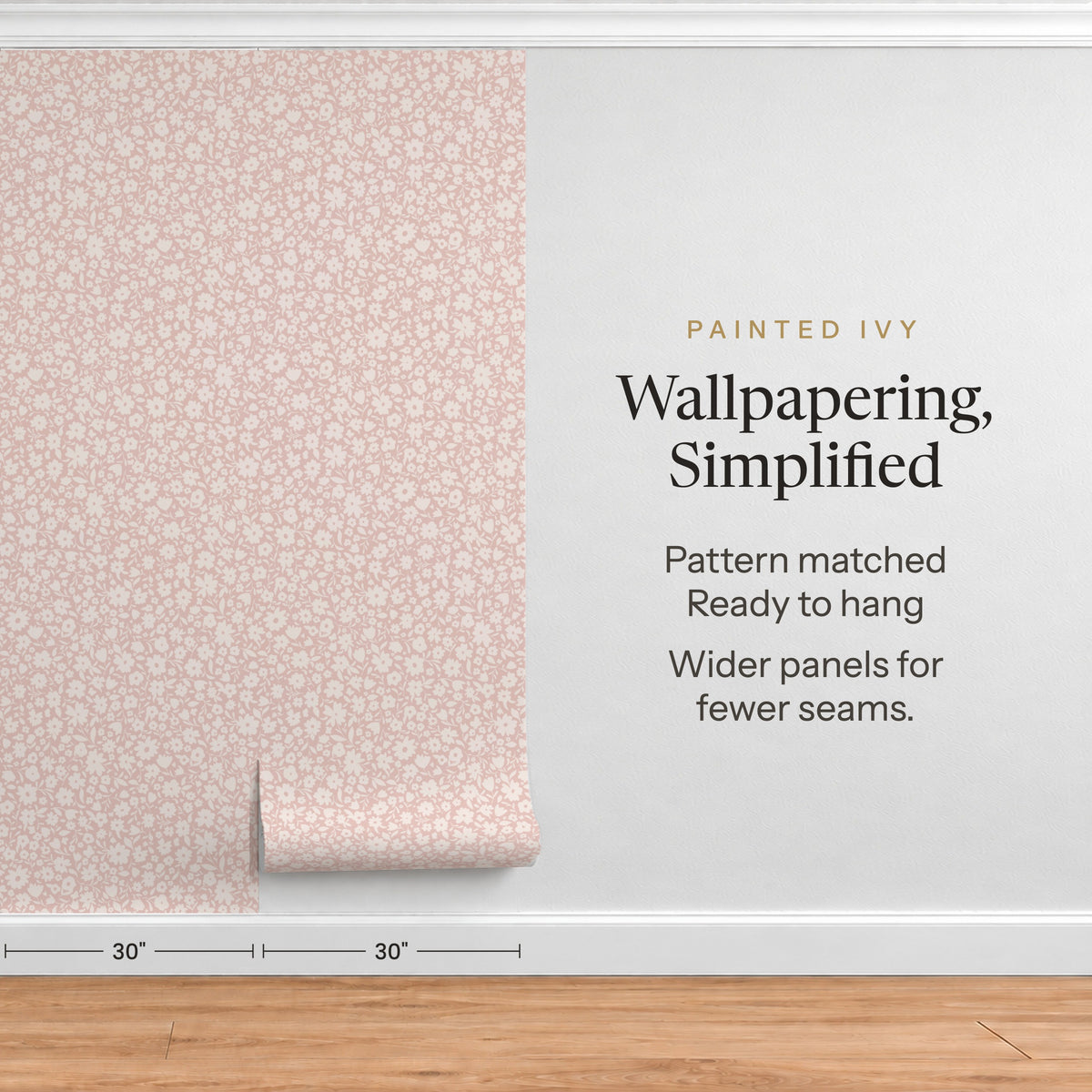 a wall with a patterned wallpaper, and there is text next to it providing information about the wallpaper.
