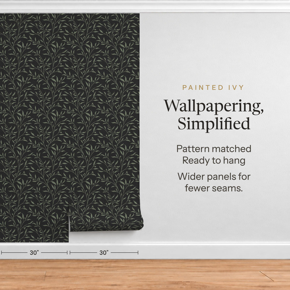 dark moody olive grove botanical leaves and branches wallpaper in peel and stick, prepasted or traditional nonpasted for vintage farmhouse or dramatic accent wall.