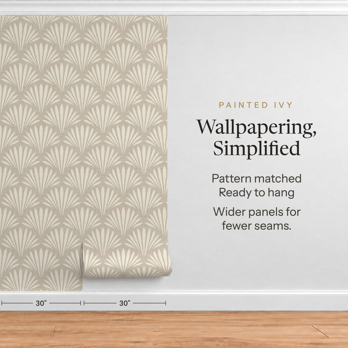 neutral coastal shell wallpaper in removable peel and stick, prepasted, or traditional nonpasted in cozy beige for modern coastal or beach house decor.