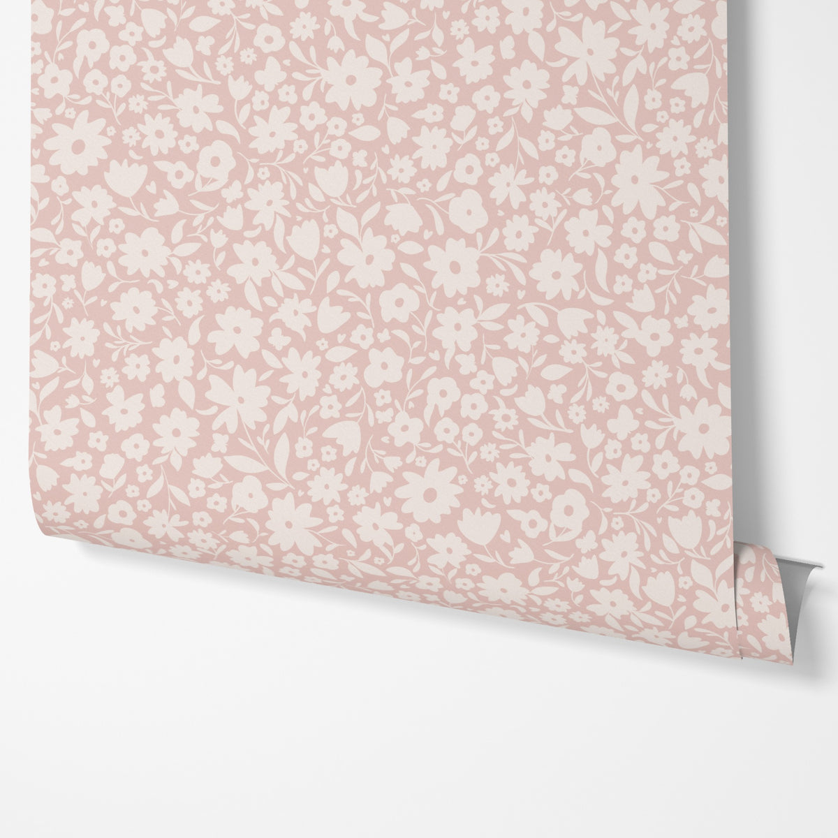 pink floral girls nursery wallpaper in removable peel and stick, prepasted or traditional nonpasted perfect for girly bedroom, powder room or accent wall.