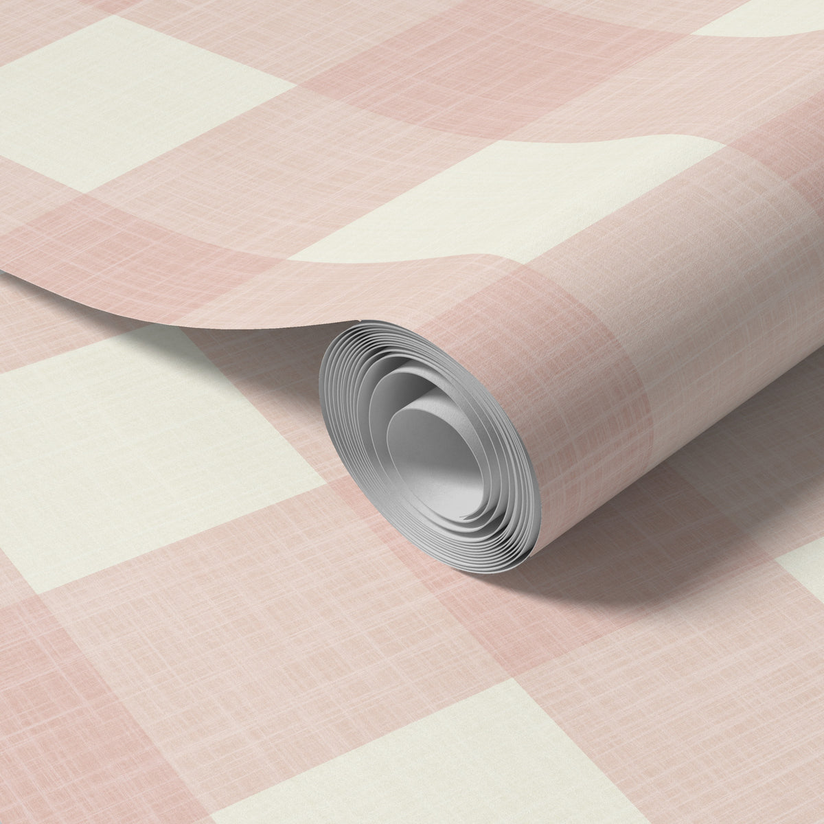 pink and white gingham wallpaper for girls bedroom or nursery with a cute cottage or farmhouse style in peel and stick, traditional nonpasted or prepasted wallpaper.