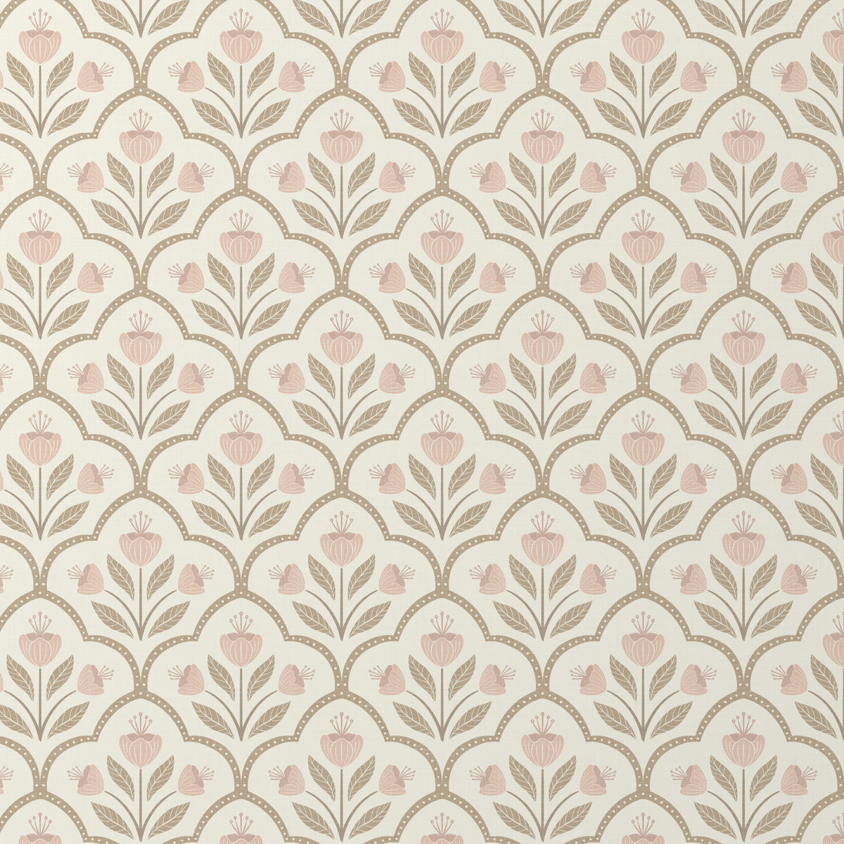 vintage floral nursery wallpaper in peel and stick, prepasted or traditional nonpasted samples or panels/rolls. A neutral pastel pink design for a girls bedroom, playroom, or powder room.