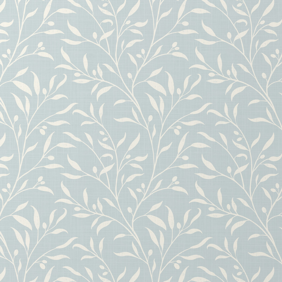 Blue and white olive grove tree botanical Mediterranean Wallpaper Removable Peel and Stick. Soft pastel vintage cottage core style design for baby nursery, bedroom, bathroom, powder room or laundry room wall.