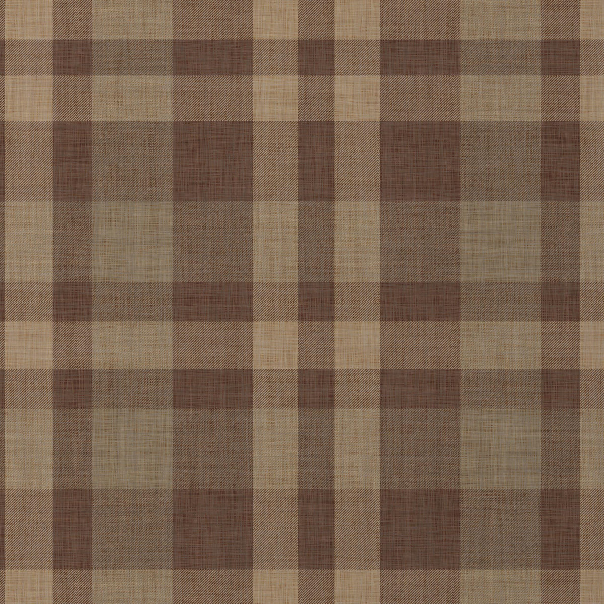 Pattern close-up of Hollis Plaid wallpaper in brown and tan