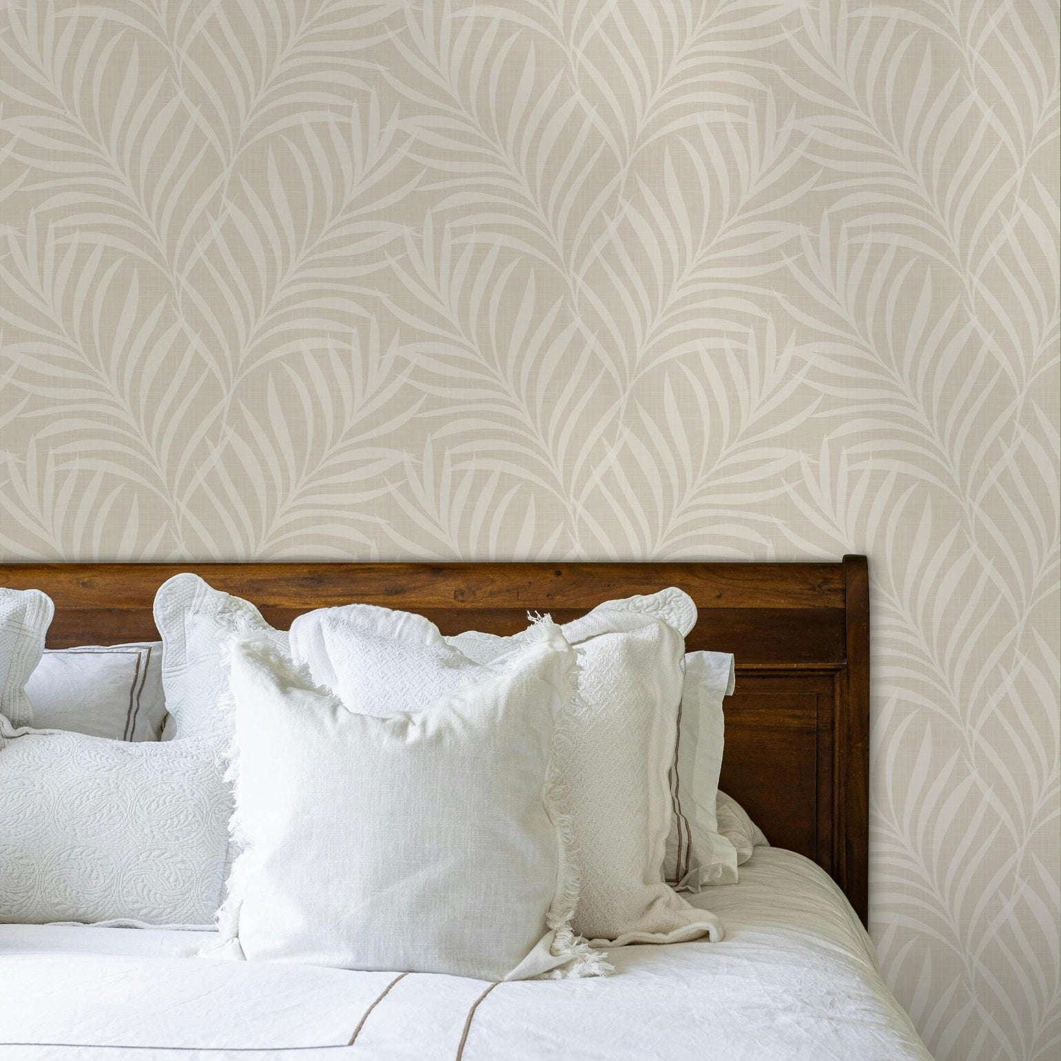 Palm Canopy Wallpaper - Neutral wallpaper available in peel and stick (removable), prepasted, and traditional nonpasted / unpasted