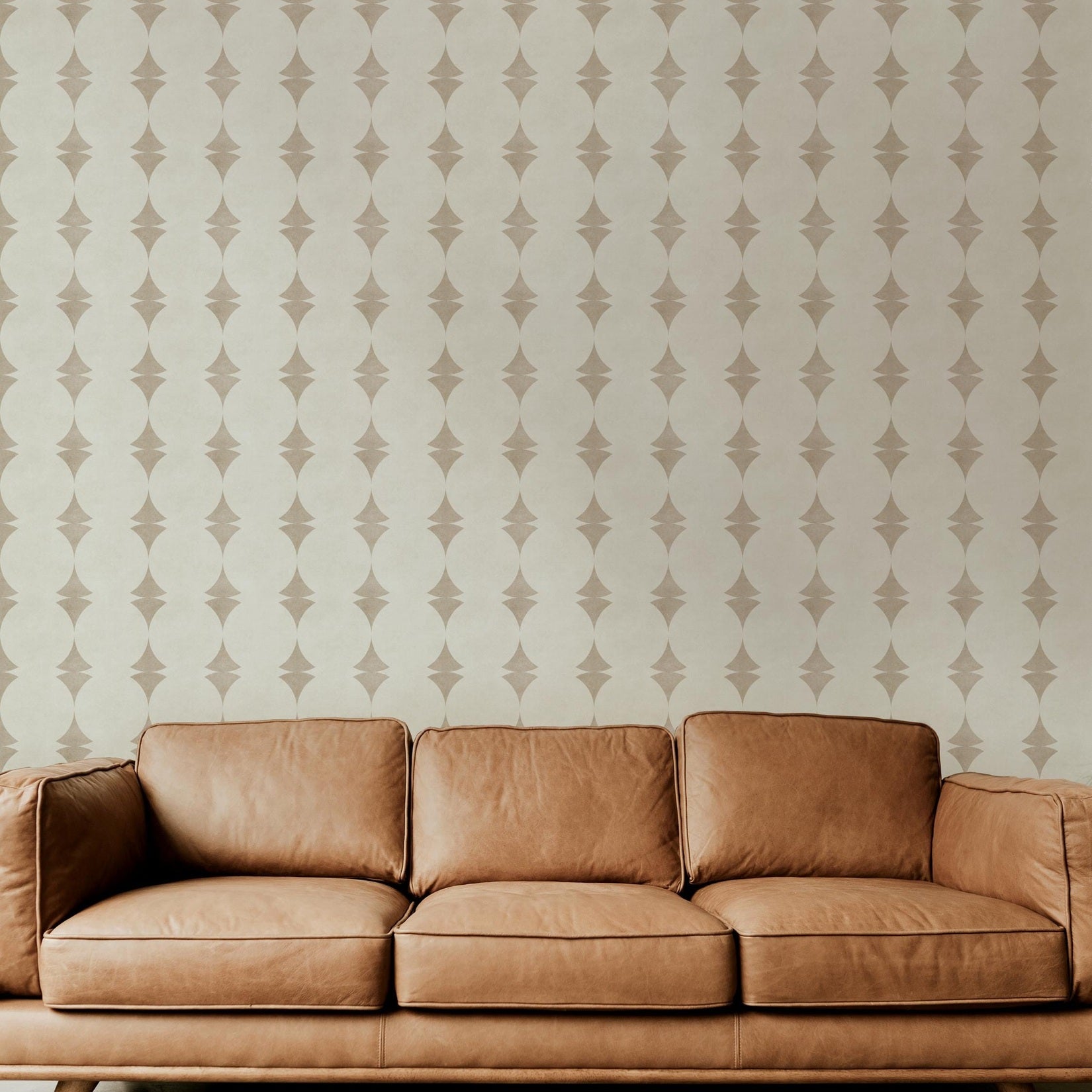 wallpaper in removable peel and stick or pre-pasted in neutral off white and warm beige stripe with a mid century modern art deco look. Perfect for coastal, MCM, glam and vintage inspired spaces for bathroom accent wall, powder room, living room, dining room, bedroom or hallway. A subtle understated timeless design.
