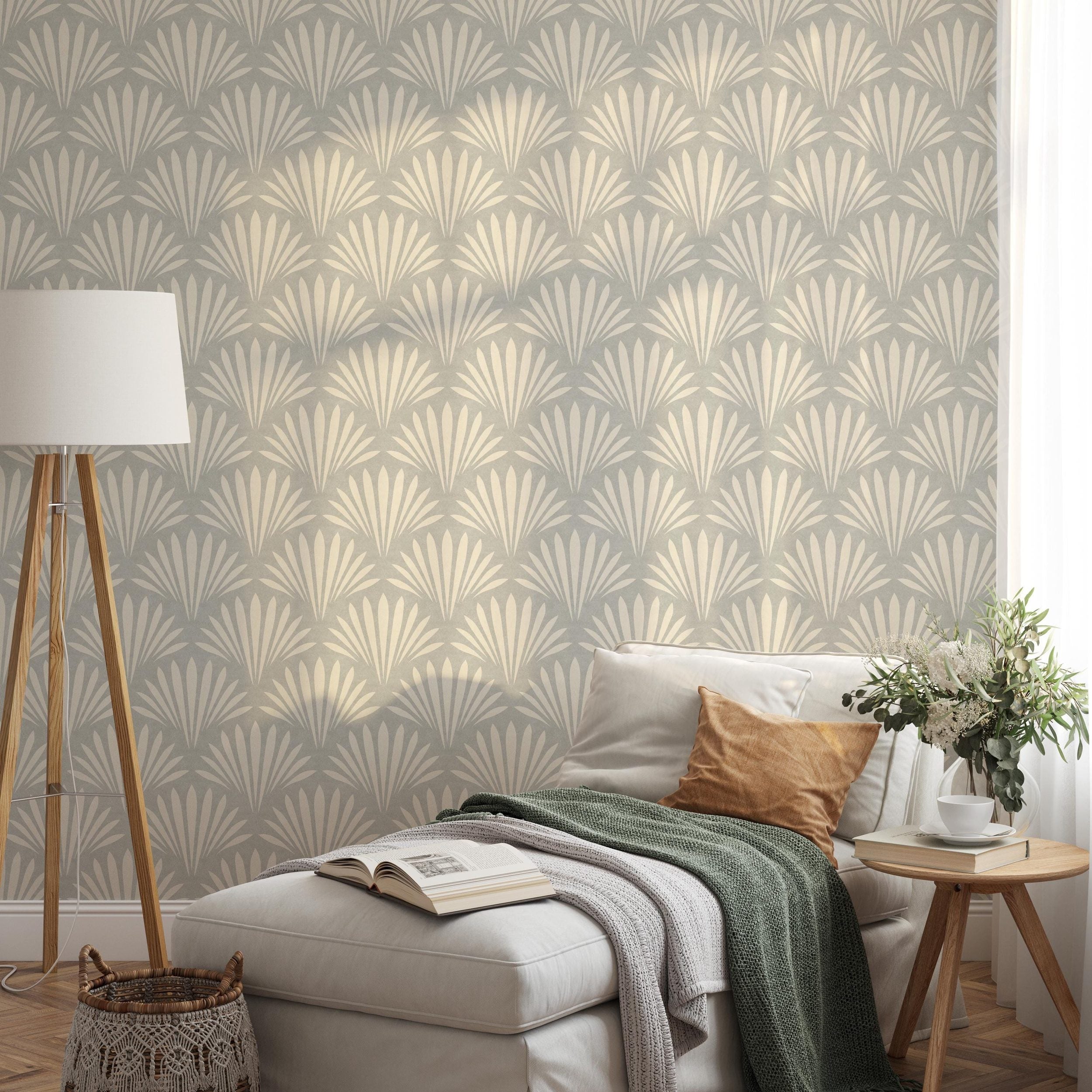 Shell Cove Wallpaper - Gray wallpaper available in peel and stick (removable), prepasted, and traditional nonpasted / unpasted