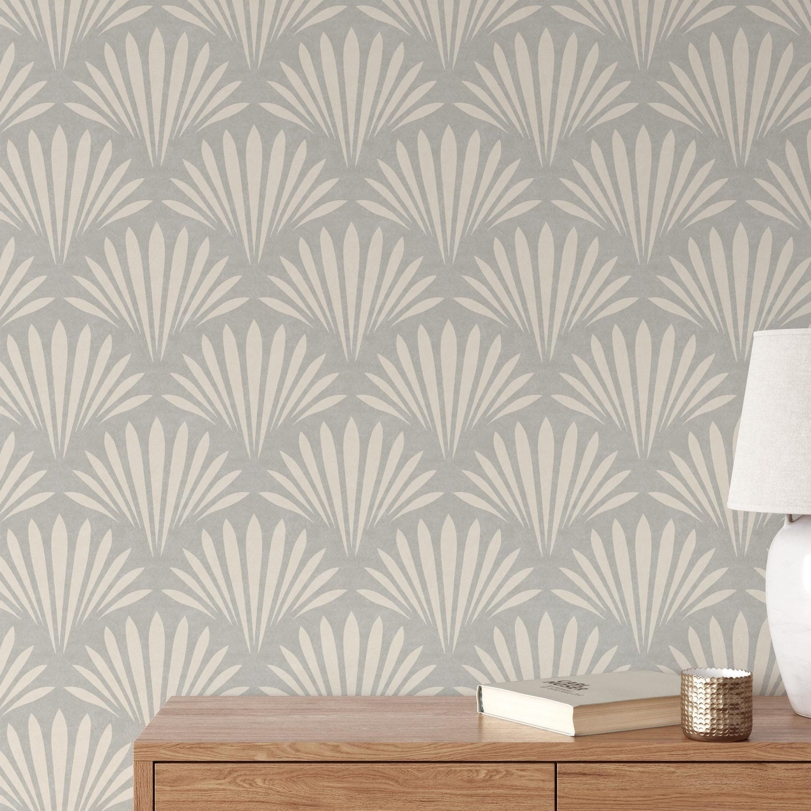 Shell Cove Wallpaper - Gray wallpaper available in peel and stick (removable), prepasted, and traditional nonpasted / unpasted