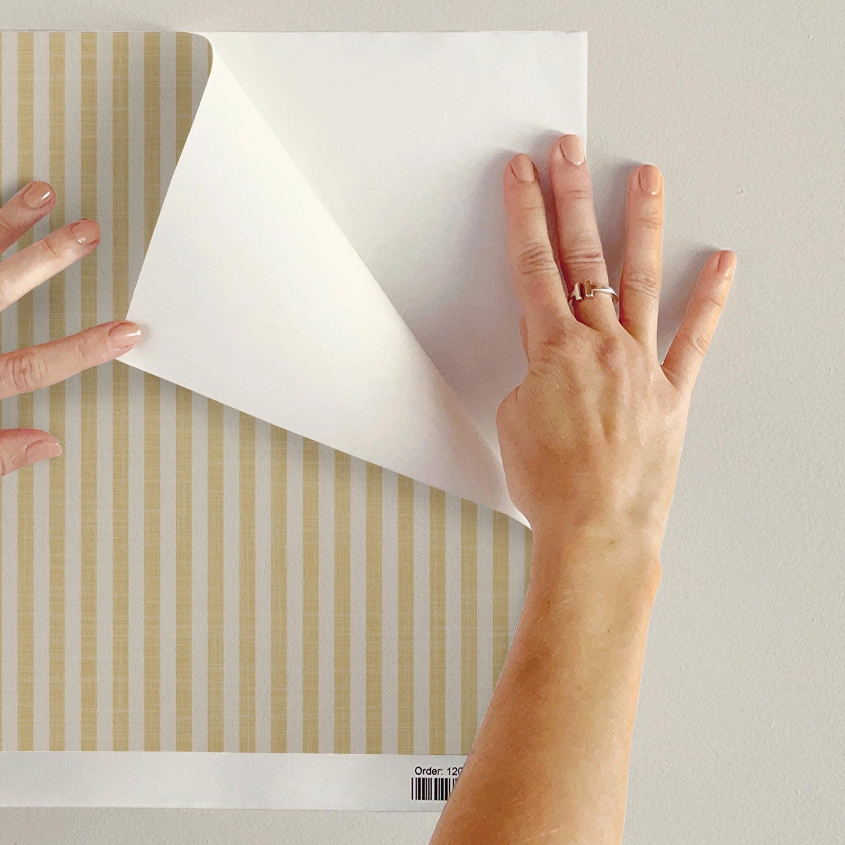 Farmhouse Stripe Wallpaper - Yellow wallpaper available in peel and stick (removable), prepasted, and traditional nonpasted / unpasted