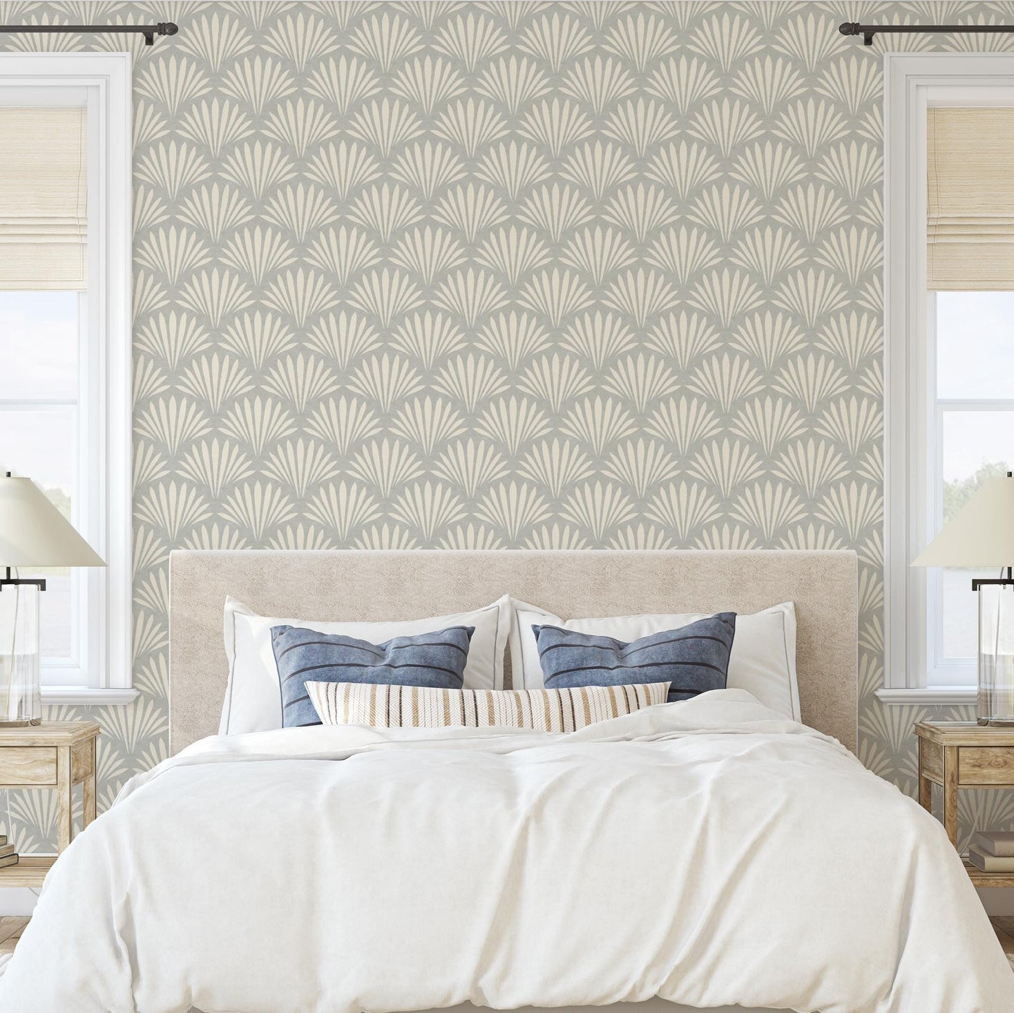 Shell Cove Wallpaper - Gray wallpaper available in peel and stick (removable), prepasted, and traditional nonpasted / unpasted