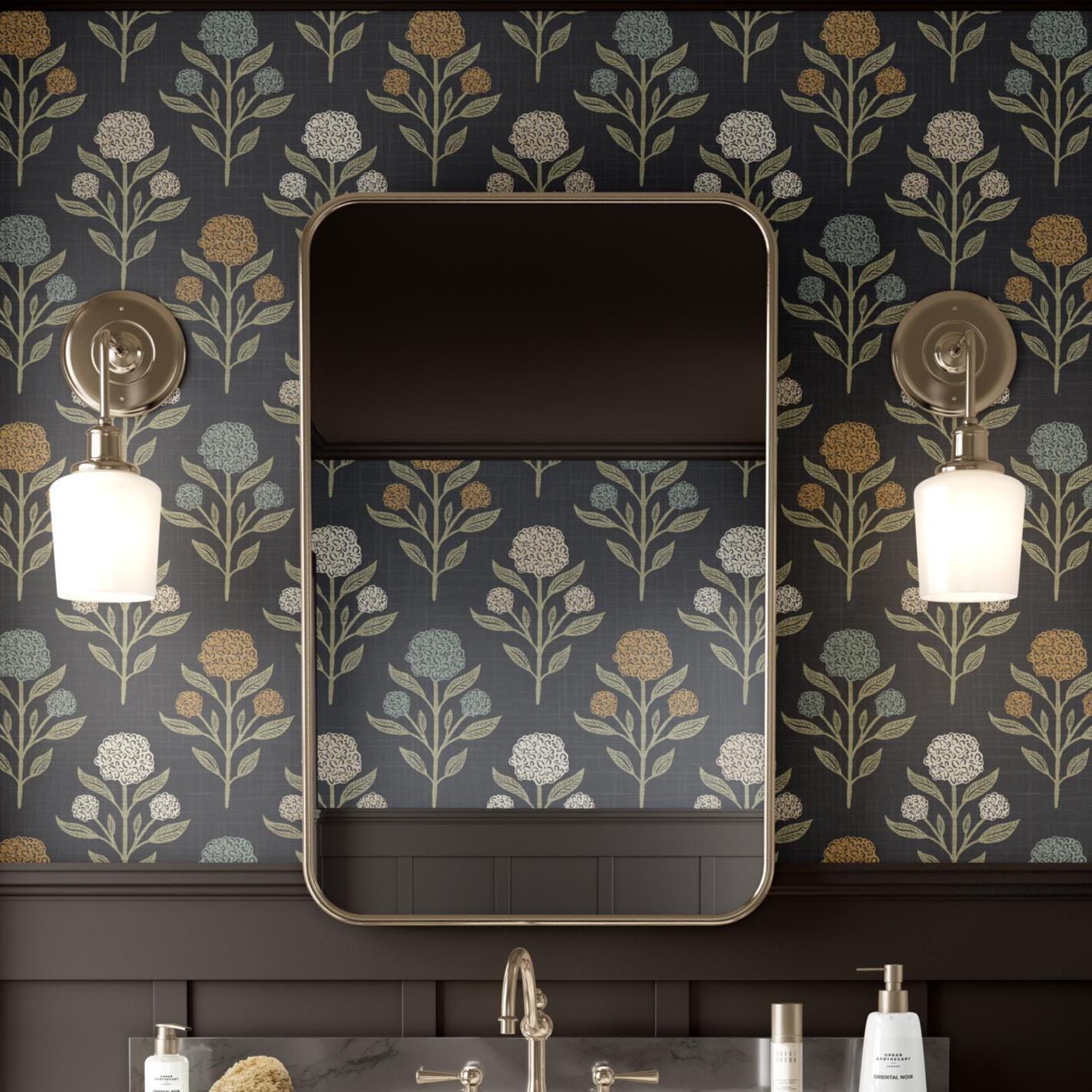 Heritage Floral Wallpaper - Moody wallpaper available in peel and stick (removable), prepasted, and traditional nonpasted / unpasted
