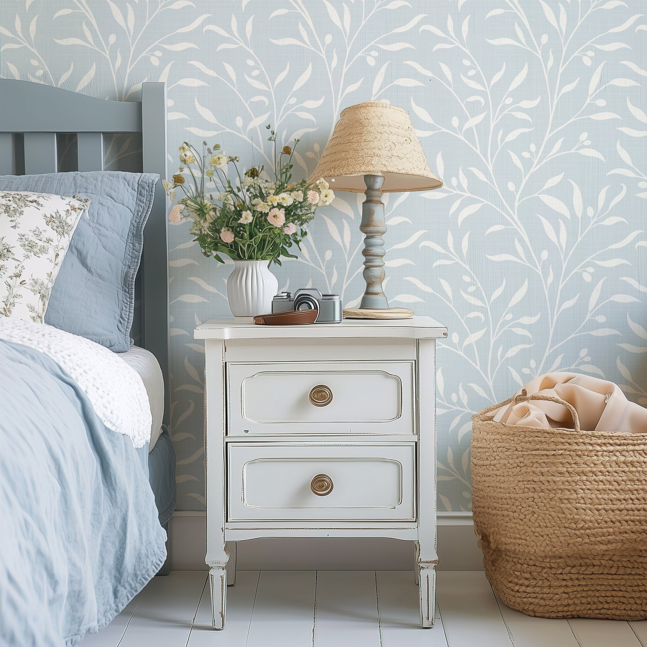Olive Grove Wallpaper - Mist wallpaper available in peel and stick (removable), prepasted, and traditional nonpasted / unpasted