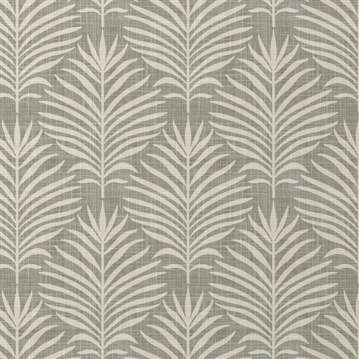 a repeating pattern of stylized palm leaves in shades of gray and beige.