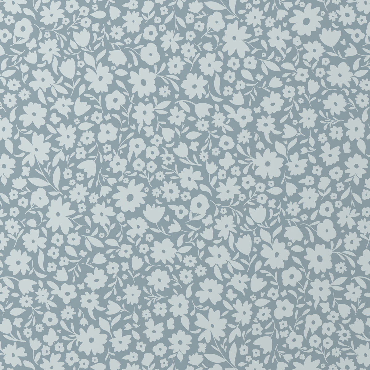 blue floral girls nursery wallpaper in removable peel and stick, prepasted or traditional nonpasted perfect for girly bedroom, powder room or accent wall.