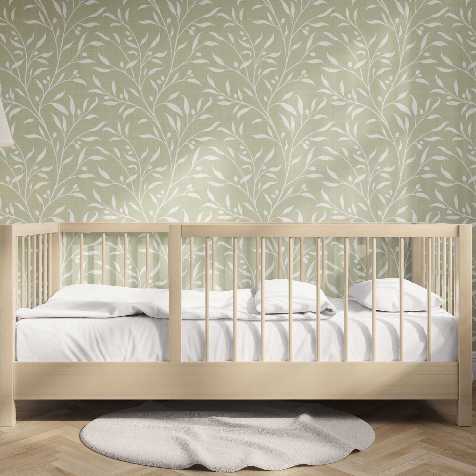 wallpaper in removable peel and stick prepasted or nonpasted with green botanical olive leaves and branches