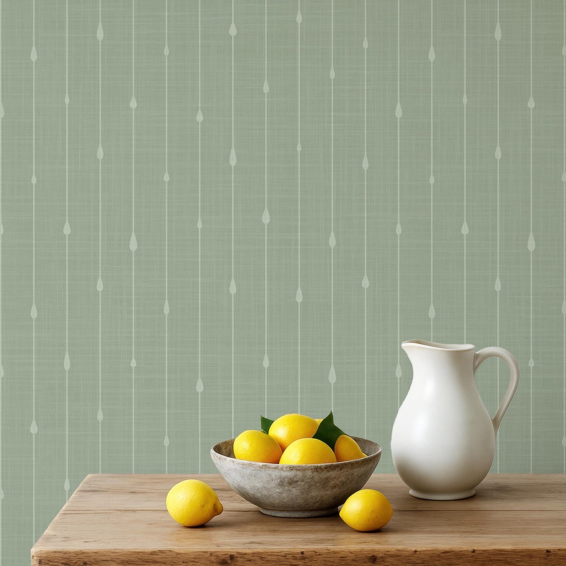 sage green peel and stick or removable prepasted wallpaper a versatile stripe that works for french country, cottagecore, and tropical boho coastal styles. An elegant renter friendly option for bathroom, baby nursery, bedroom, living room, powder room or dining room.