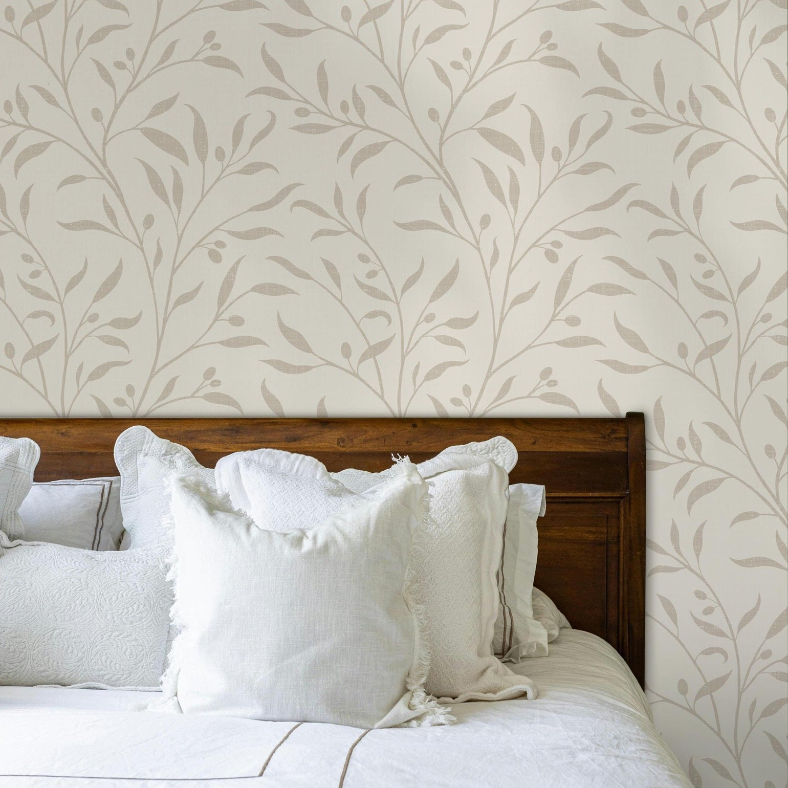 Olive Grove Wallpaper - Neutral wallpaper available in peel and stick (removable), prepasted, and traditional nonpasted / unpasted 