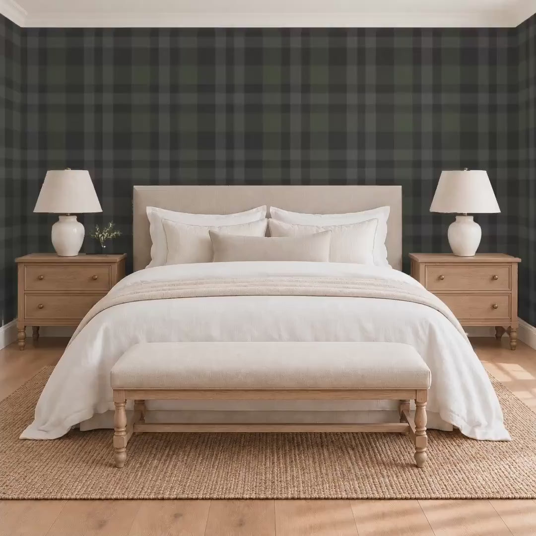 Video of charcoal black plaid wallpaper