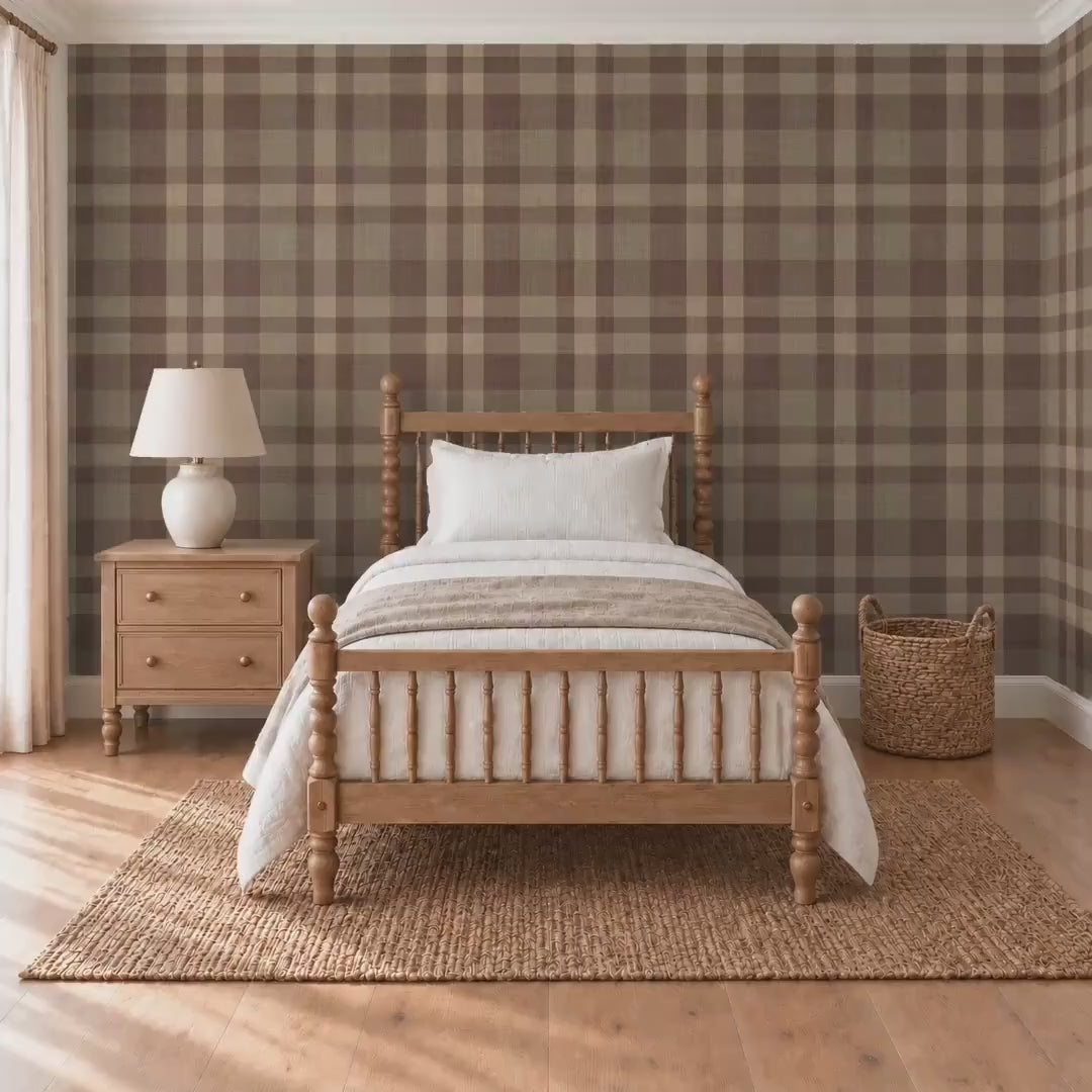 Video of chocolate brown plaid wallpaper