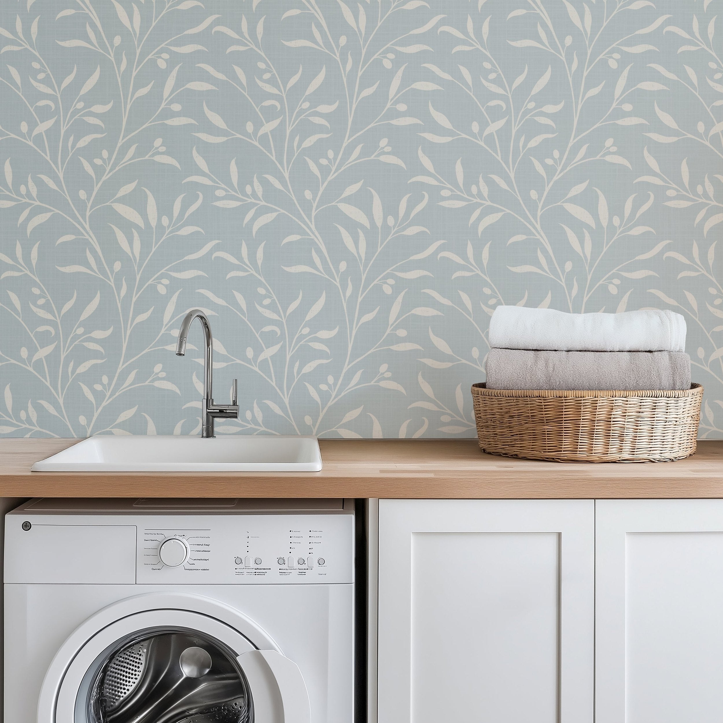 Olive Grove Wallpaper - Mist wallpaper available in peel and stick (removable), prepasted, and traditional nonpasted / unpasted 